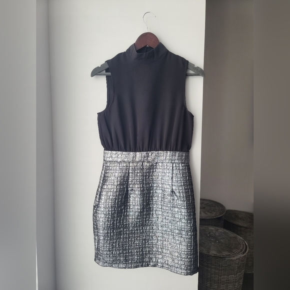 Black Silver Sleeveless Dress UK Size 8 Disco AX Paris - Picture 3 of 10